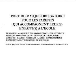 Communiqué de Presse Port du Masque Obligatoire