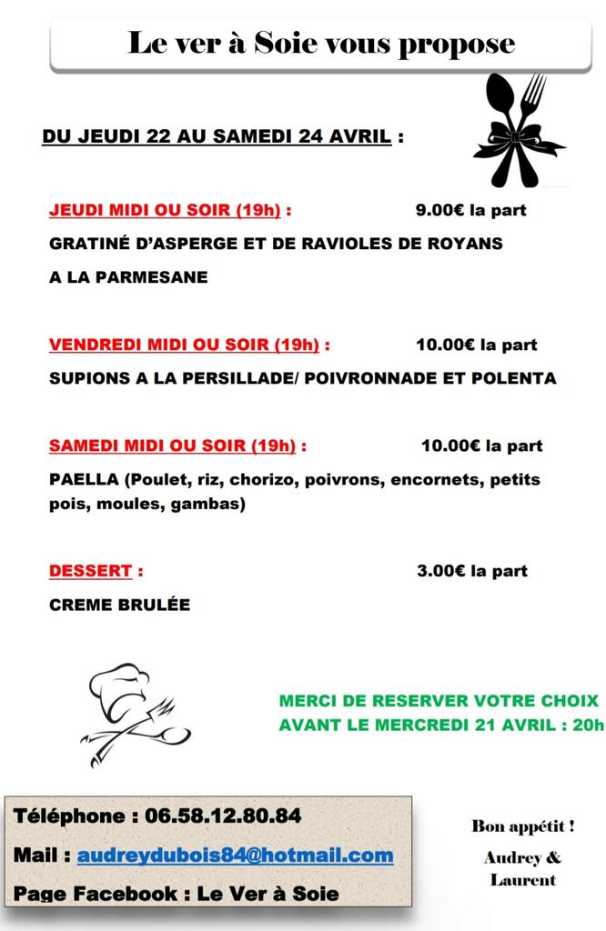 Menu Ver à Soie