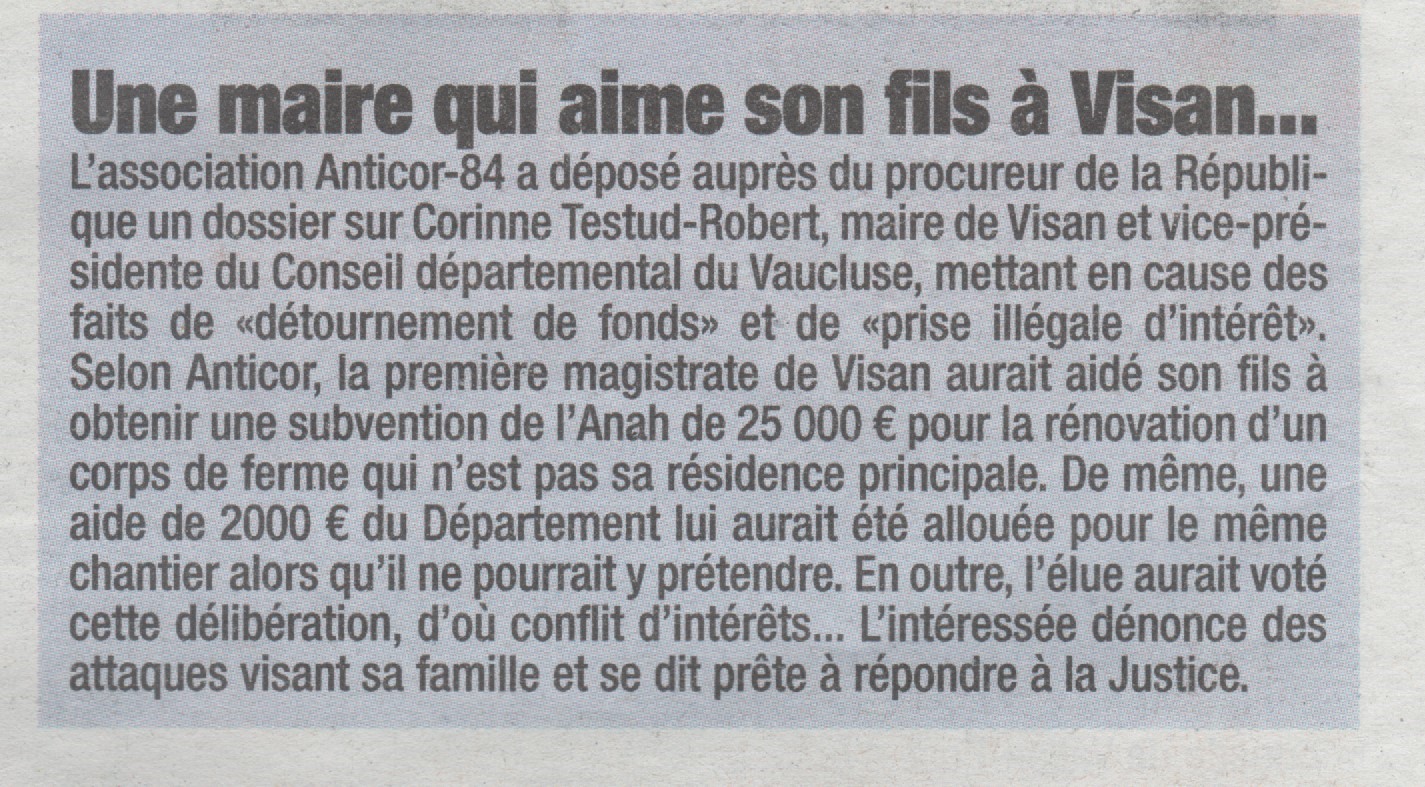 Une Maire qui aime son fils à Visan